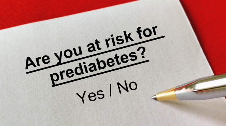 sheet asking "Are you at risk for prediabetes?"
