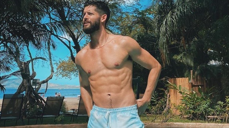 Hunter March wearing bathing suit