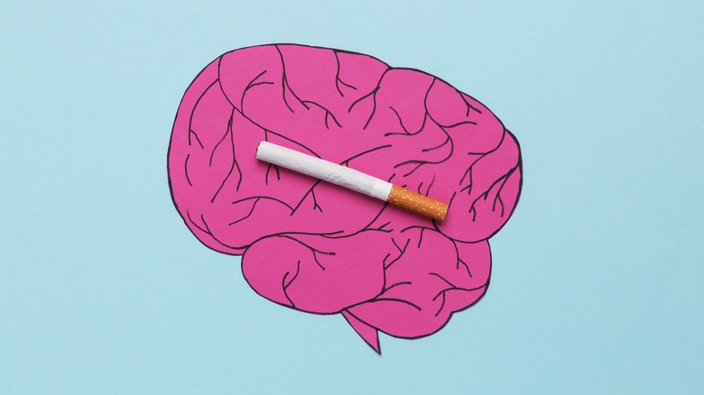 brain drawing with cigarette