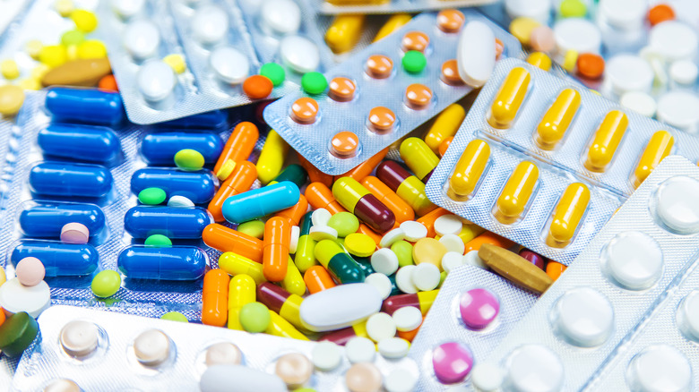 Antibiotics and other medications on a table