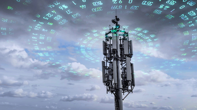 telecommunication tower transmitting signals