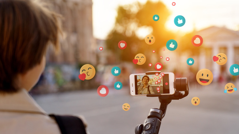 Young person vlogging for social media