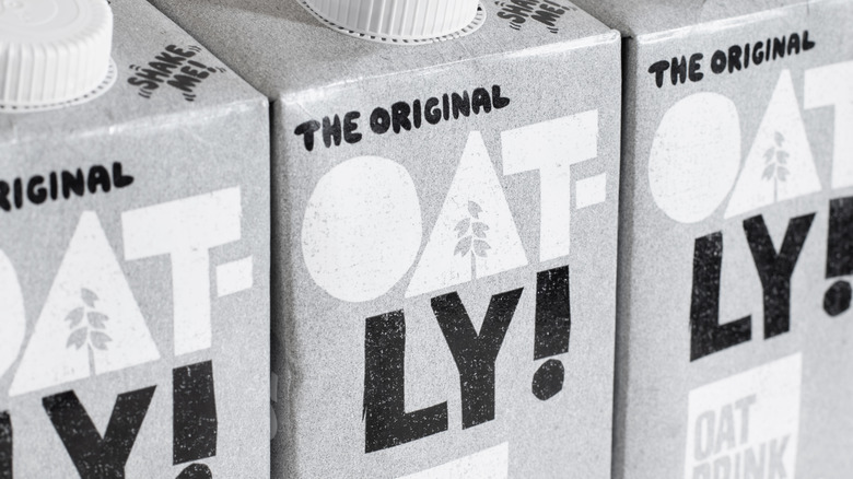 Several cartons of oat milk