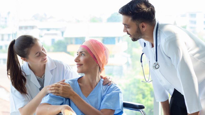 patient with cancer talking to doctors