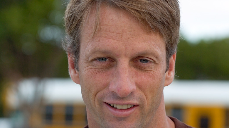 Close up on Tony Hawk's face