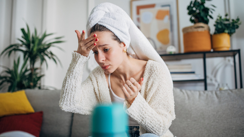 Woman right out of shower