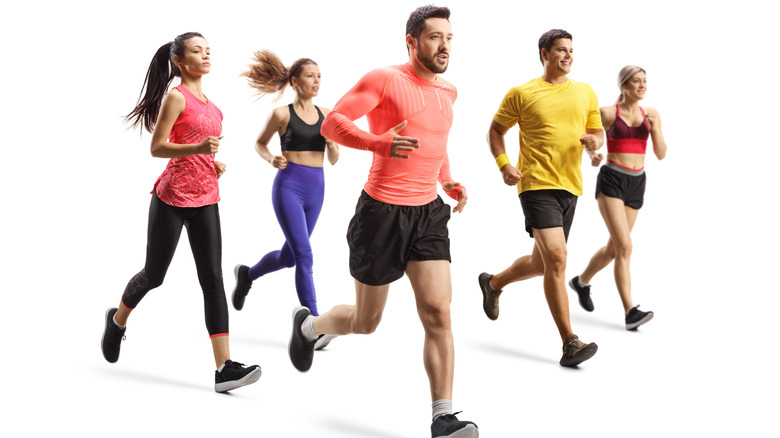 runners against a white background