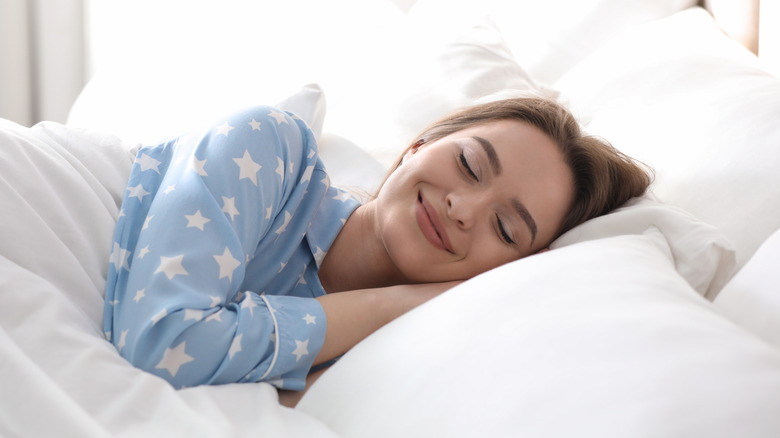 happy woman sleeping