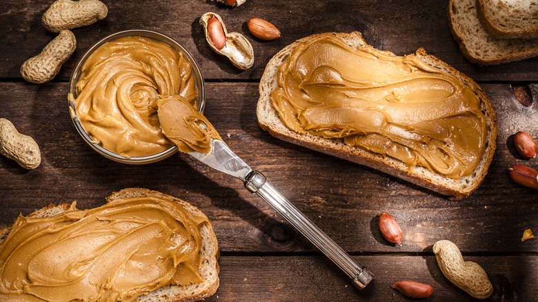 peanut butter spread on bread