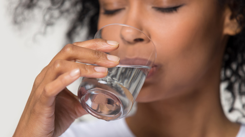 woman drinking water