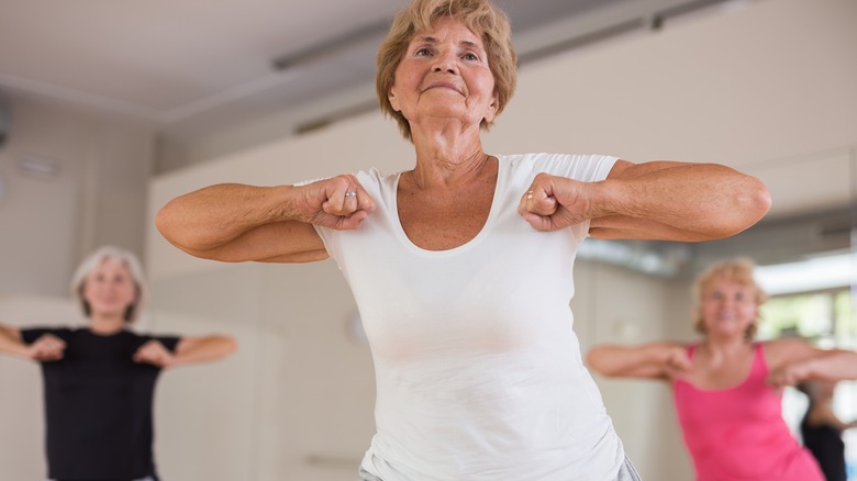 older women doing dance workout