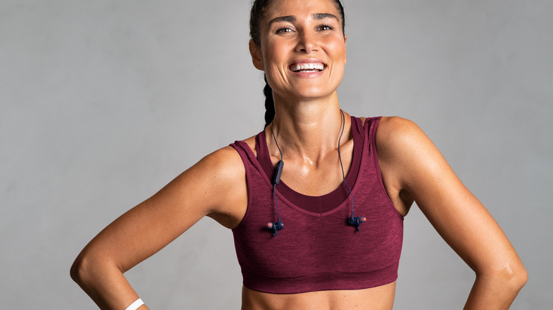 woman smiling after workout