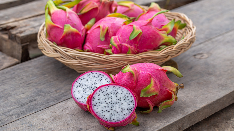 dragon fruits on display