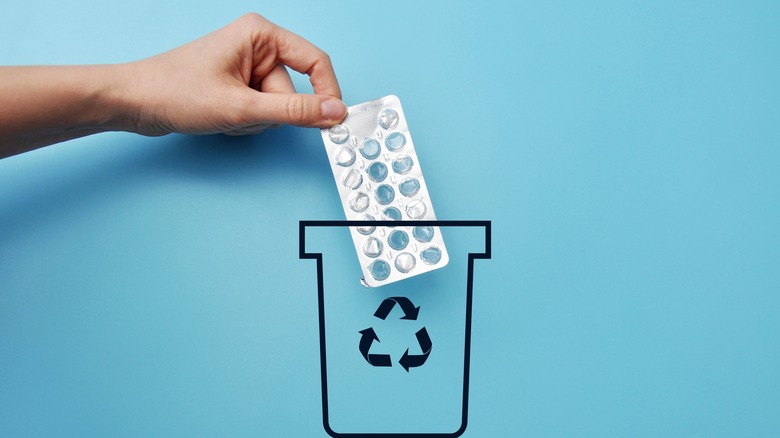 Package of pills going into recycling
