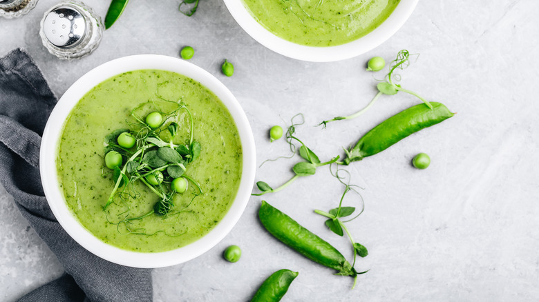 Bowl of green soup