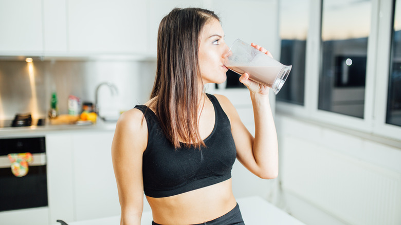 Woman drinking chocolate drink