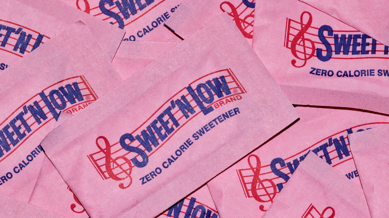 Close-up of Sweet'N Low packets