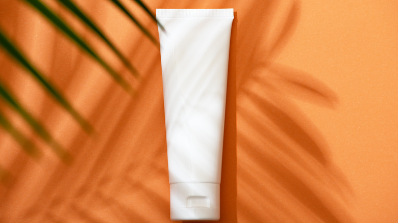 Tube of face sunscreen 