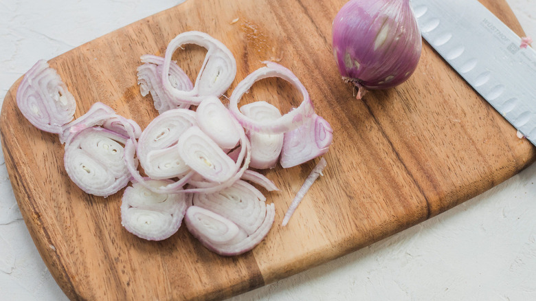 prepping shallots 