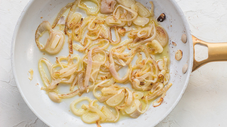  sautéing shallots in skillet