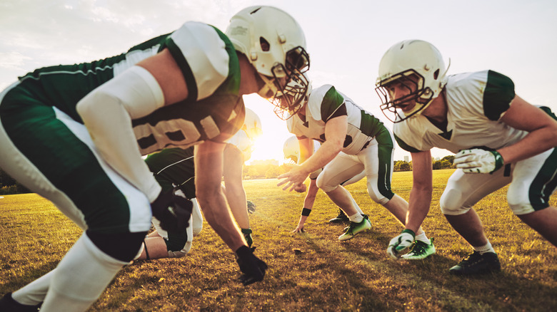 Football team practicing