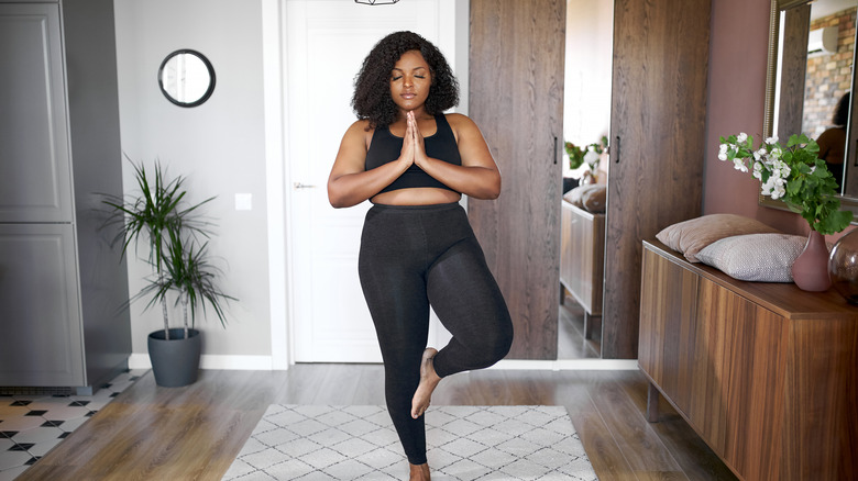 woman doing yoga