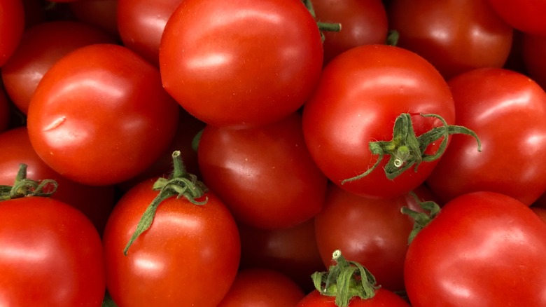 Overhead shot of red tomatoes