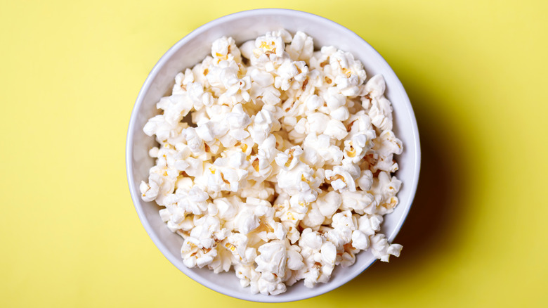 popcorn on light yellow background