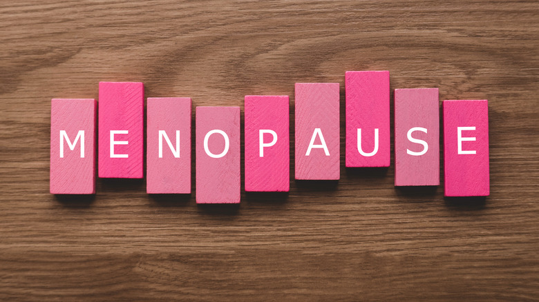 The word "menopause" spelled out in wooden blocks 