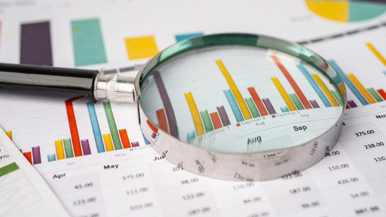 magnifying glass on graph chart