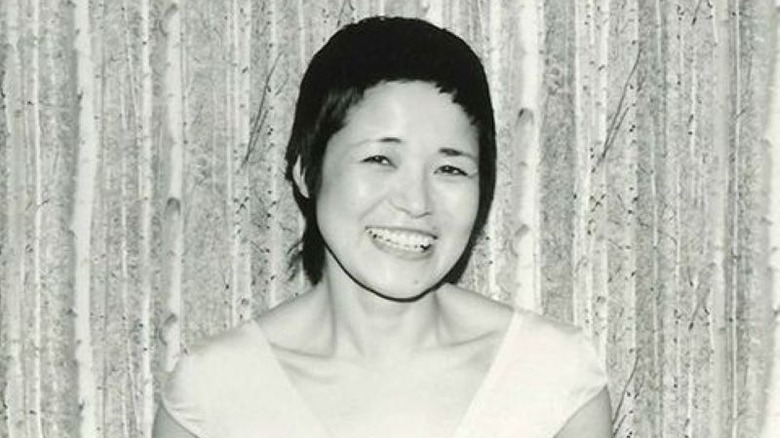 Yogmata Keiko Aikawa smiling at the Shibuya Dojo in 1982