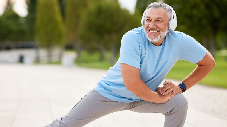 A man stretching before a workout