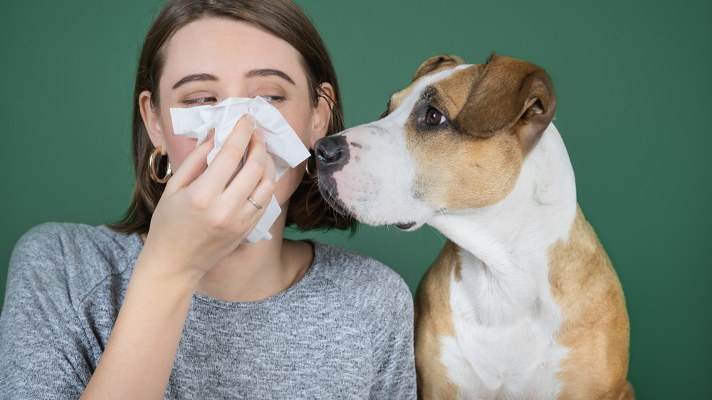 woman allergic to her dog