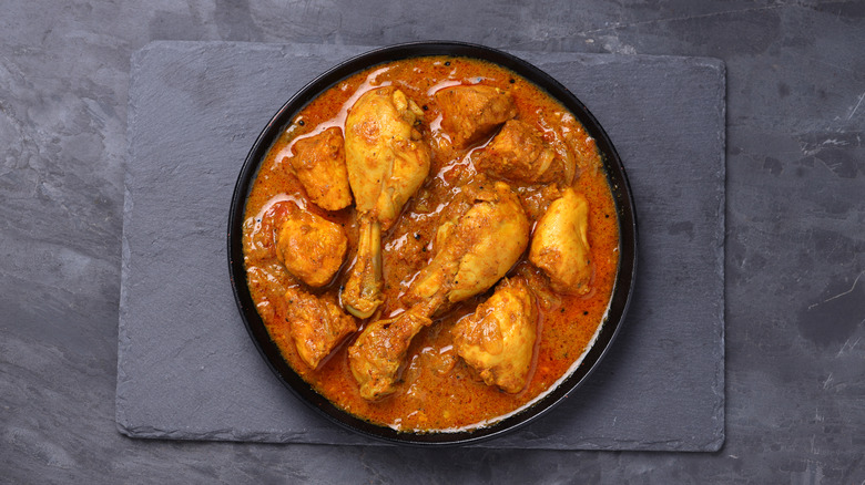 pan of curried chicken