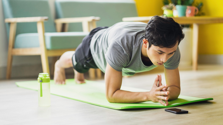 man performing plank