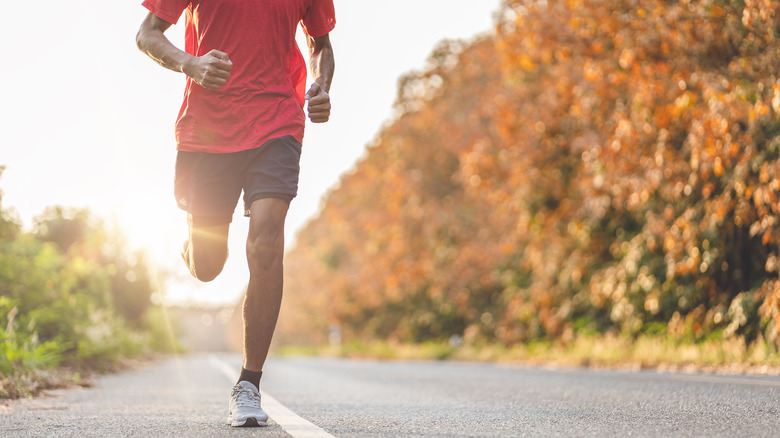 An athlete goes for a run