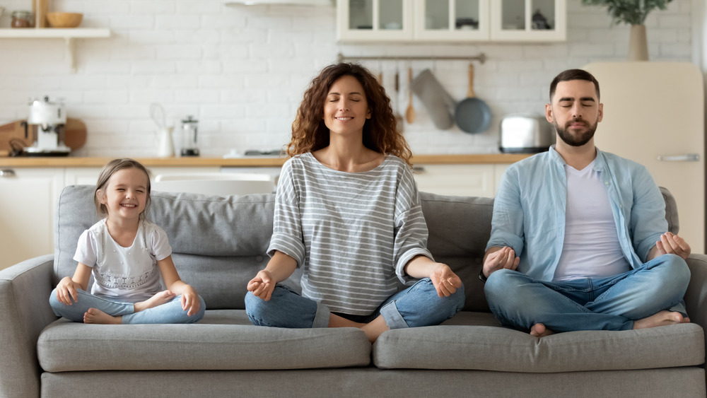 Family meditating