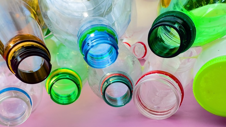 different colored plastic bottles