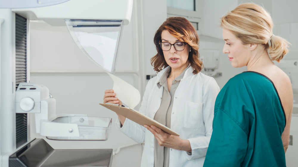 Doctor discussing mammogram results with patient