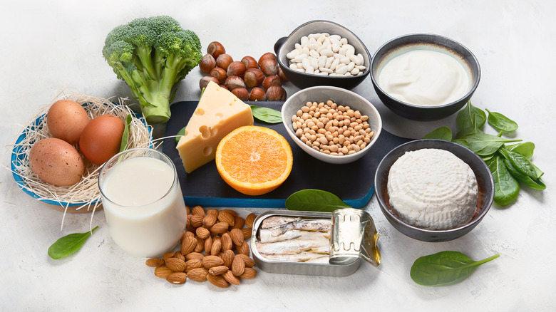 a variety of foods high in calcium 