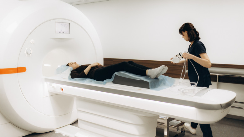 Patient getting an MRI at the hospital