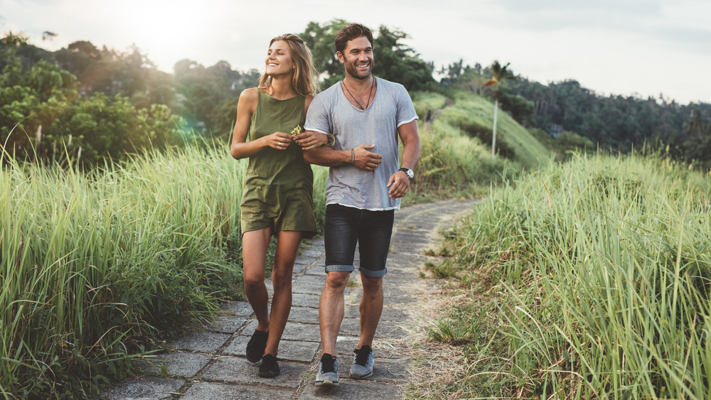 Man and woman walking