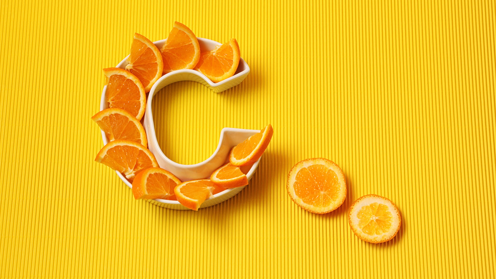 Orange slices in a C shape