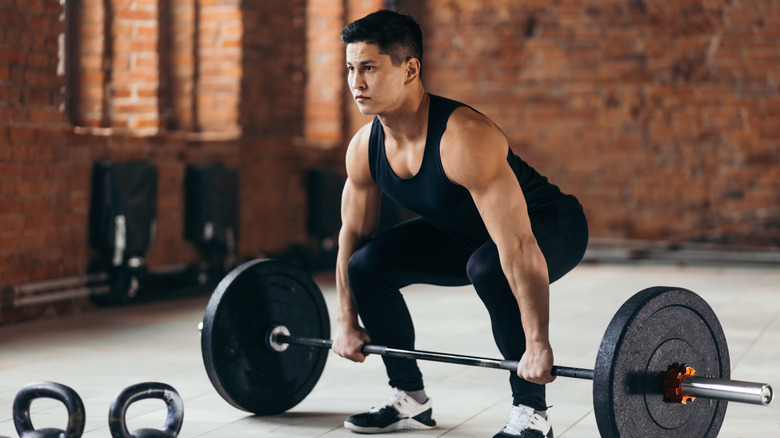 A man performing a deadlift